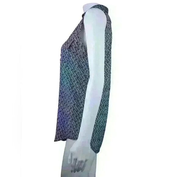 Loft Small Sleeveless Double Breast Pocket Lightweight Summer Jacquard V Neck - Picture 5 of 8